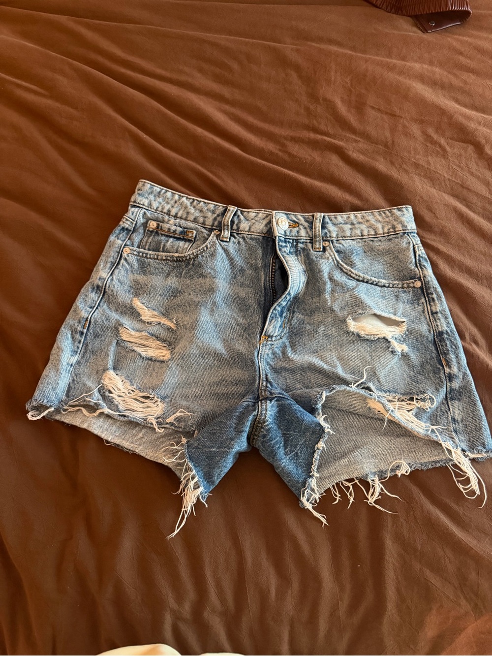 Garage Light Blue Distressed Denim Shorts